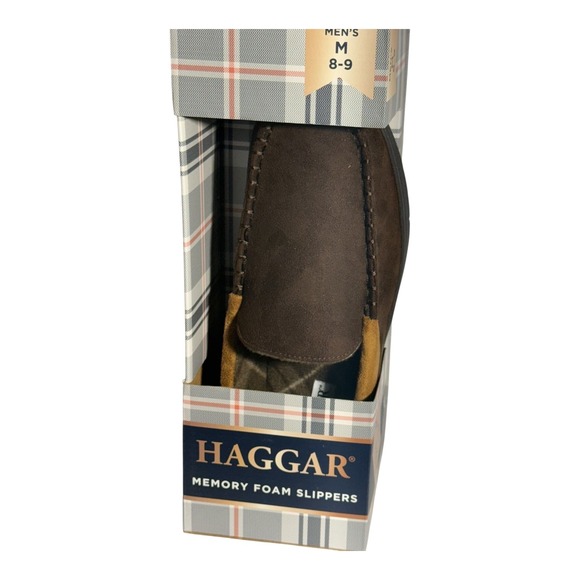 Haggar Microsuede Venetian Memory Foam Men's Slippers Brown size M 8-9 - Picture 7 of 7
